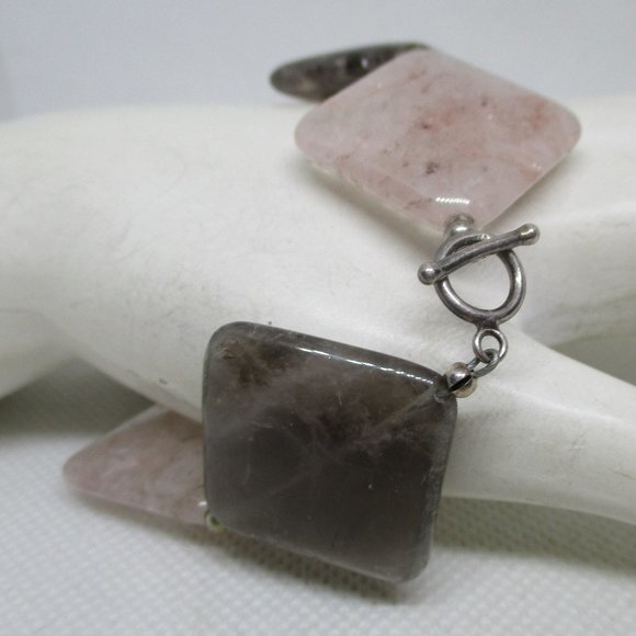 ROSE QUARTZ Moss Quartz .925 STERLING Silver Beads .925 Sterling Toggle Clasp - Picture 6 of 8